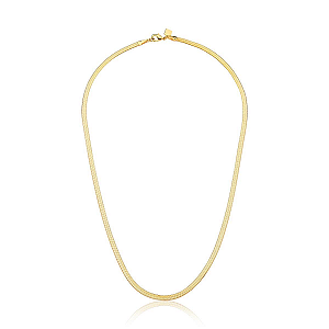 COLAR EM MALHA LAMINADA LISA BANHADA A OURO - TAM 35