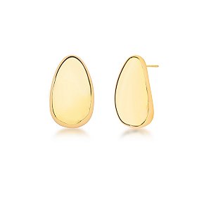 BRINCO OVAL ABAULADO BANHADO A OURO