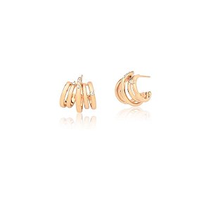BRINCO ZIRCONIA 5 COLUNAS INTERCALADO VAZADO BANHADO A OURO