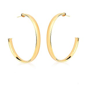 BRINCO MEIA ARGOLA LISA BANHADO A OURO