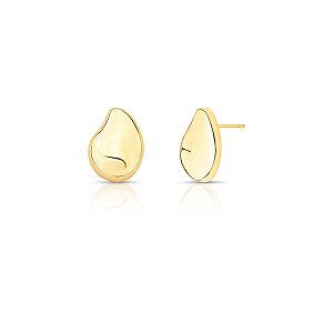 BRINCO MEDIO GOTA OVAL ABAULADO BANHADO A OURO