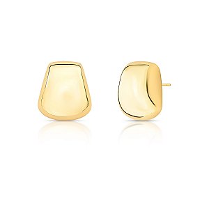 BRINCO MEDIO RETANGULAR ABAULADO BANHADO A OURO