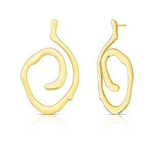 BRINCO LONGO ESPIRAL ORGANICO BANHADO A OURO