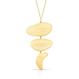 COLAR 3 OVAL ORGANICO CURVO PENDULO BANHADO A OURO - TAM 70