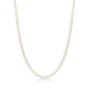COLAR CHOKER PEDRA RETANGULAR 2 GARRA 4MM BANHADO A OURO - TAM 35