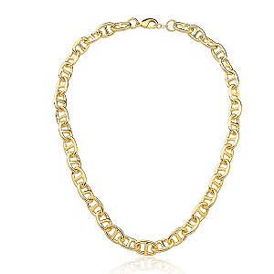 COLAR COM ELOS DE LACRES LISOS BANHADO A OURO - TAM 45