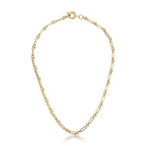 COLAR EM ELOS RETANGULARES LISOS BANHADO A OURO - TAM 40