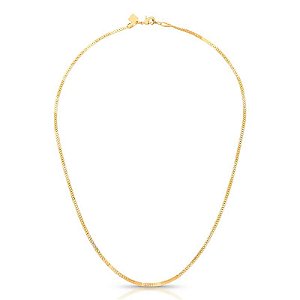 COLAR INTERCALADO TRABALHADO E LISO BANHADO A OURO - TAM 45