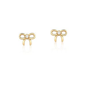 BRINCO DE LAÇO VAZADO COM ZIRCÔNIA BANHADO A OURO