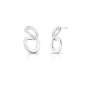 BRINCO MEDIO LISO CURVO TRANCADO VAZADO BANHADO A RODIO