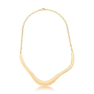 COLAR ARO ORGANICO ABAULADO CURVO BANHANDO A OURO - TAM 35
