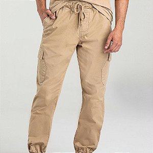 Calça Cáqui Jogger Sarja Masculina