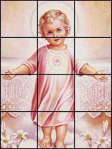 Painel Mosaico Menino Jesus Arte Sacra 60X80cm - 100% Azulejo Personalizado para Casas Capelas Igrejas Templos