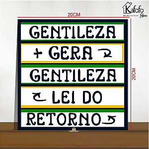 Azulejo Personalizado Decorativo com Suporte Gentileza Gera Gentileza 20X20Cm