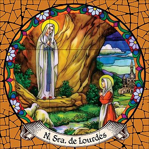 NOSSA SENHORA DE LOURDES ESTILO VITRAL 60X60CM - 100% AZULEJO
