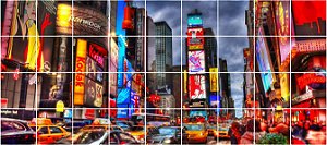 Painel Mosaico Times Square New York 180x80cm 100% Azulejo Personalizado para Casas Salas Recepção Varanda Área Gourmet