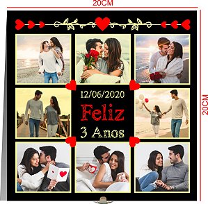 Azulejo Personalizado 8 fotos e frase dia dos namorados porta retrato em azulejo