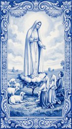 Painel Mosaico Nossa Senhora de Fátima estilo Português Arte Sacra 160x240cm - 100% Azulejo Personalizado Para Casas Capelas Igrejas Templos