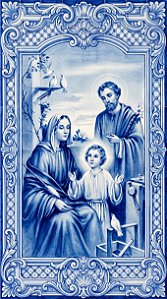 Painel Mosaico Sagrada Família estilo Português Arte Sacra 120x200cm - 100% Azulejo Personalizado Para Casas Capelas Igrejas Templos