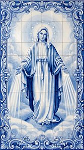 Painel Mosaico Nossa Senhora das Graças estilo Português Arte Sacra 160x240cm - 100% Azulejo Personalizado Para Casas Capelas Igrejas Templos