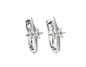 Brincos argola estrela cravejados de zircônias cristal