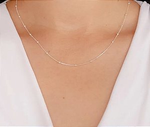 Colar veneziana bolinhas lisas prata 925