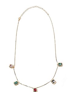 Colar 5 pingentes retangulares color