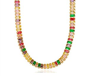 Colar choker baguetes color