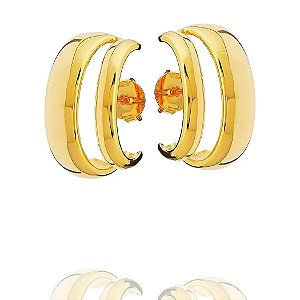 Brincos ear hook com duas linhas lisas