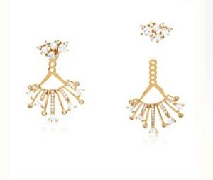 Brincos ear jacket sol com zircônias cristal