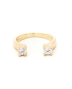 Anel aberto com duas zircônias cristal