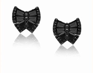 Brincos pino borboleta P cravejados com zircônias baguete negras