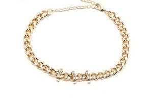 Colar corrente detalhes cravejados com zircônias cristal