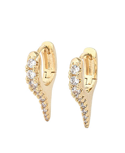 Brincos argolinha estaca curta cravejada com zircônias cristal