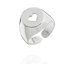 Anel dedinho regulável liso coração vazado