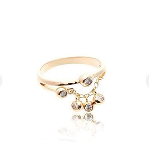 Anel 2 correntes tiffany com zircônias cristal