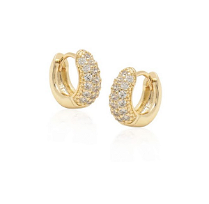 Brincos argolinha P cravejada com zircônias cristal
