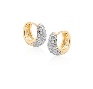 Brincos argolinha P cravejada com zircônias cristal rode branco