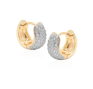 Brincos argolinha M cravejada com zircônias cristal