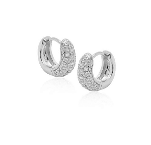 Brincos argolinha P cravejada com zircônias cristal rode branco