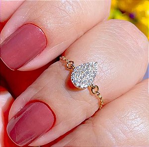 Anel falange gotinha cravejada com zircônias cristal