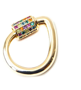 Pingente gota com lock cravejado com zircônias cristal