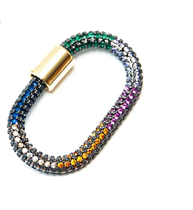 Pingente lock retângulo cravejado com zircônias color