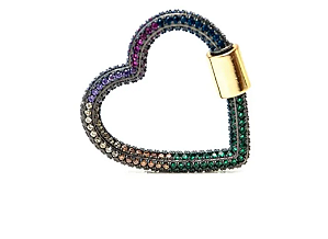 Pingente lock coração cravejado com zircônias color