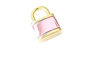 Pingente cadeado bicolor prateado e rosa