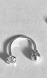Brinco piercing para furo ferradura com bolinha e zircônia prata 925