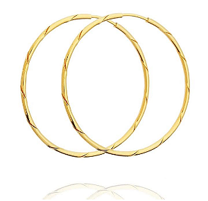 Brincos argola torcida 45 mm fecho passante