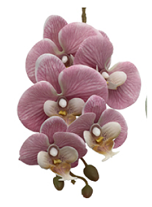 Galho de Orquídea Rose Rajada Silicone P 70 cm