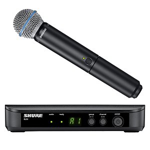 Microfone Shure Beta58 Com Set Sistema Sem Fio BLX24/B58 Profissional