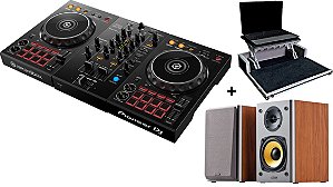 KIT DJ Controlador Pioneer DDJ 400 + Caixas Edifier R1000T4 Madeira + Case Para Transporte